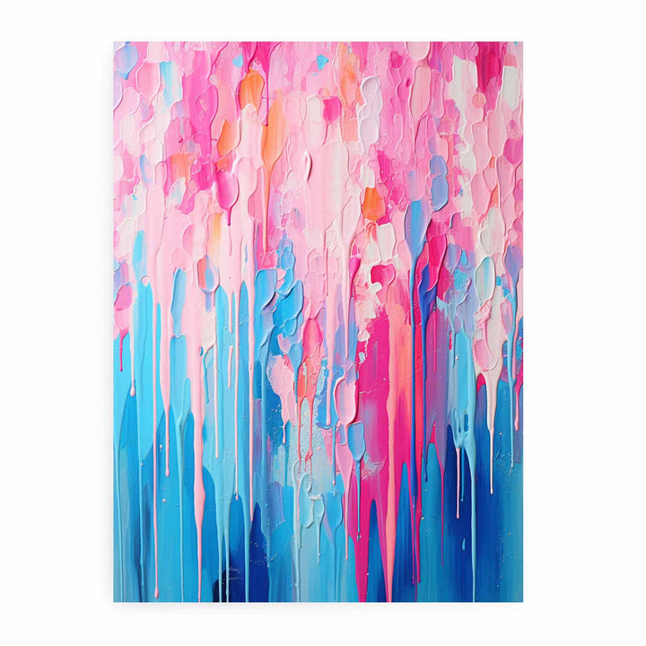 Pink Blue Dripping Color  Art Painting