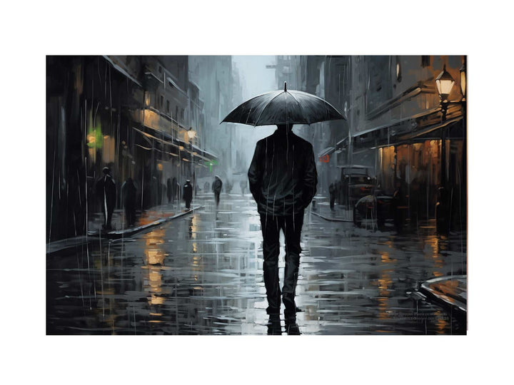  Man Umbrella Art Painting 