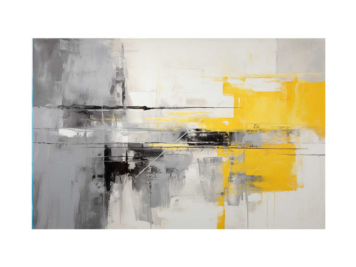 Grey Yellow  Art Painting 