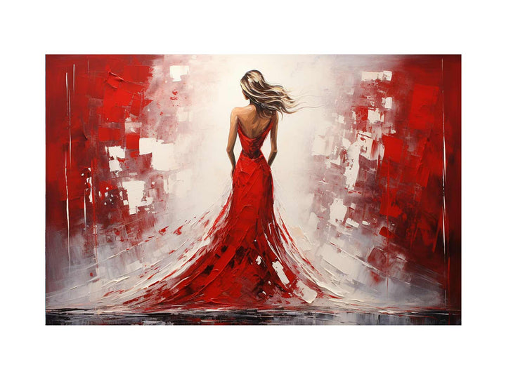 Beautiful Women Painting Red White  