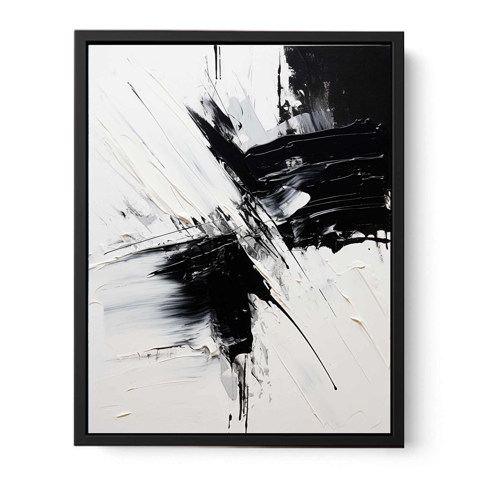 Black White Abstract Painting  Canvas Print