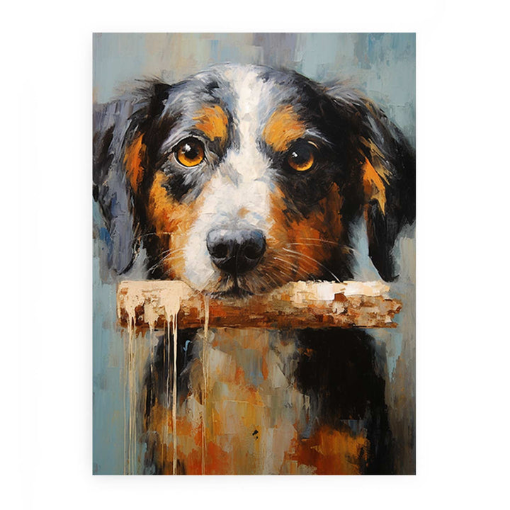 Dog And Bone Modern Art Painting 