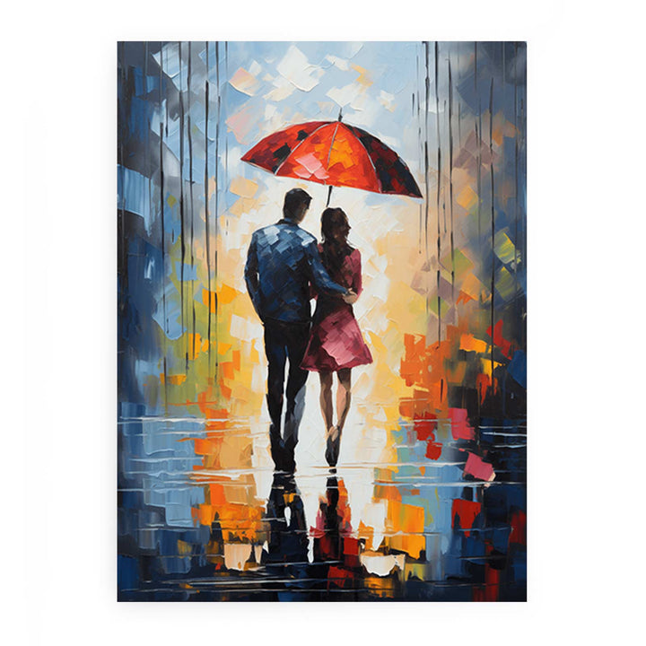 Couple Umbrella Modern Art Painting 