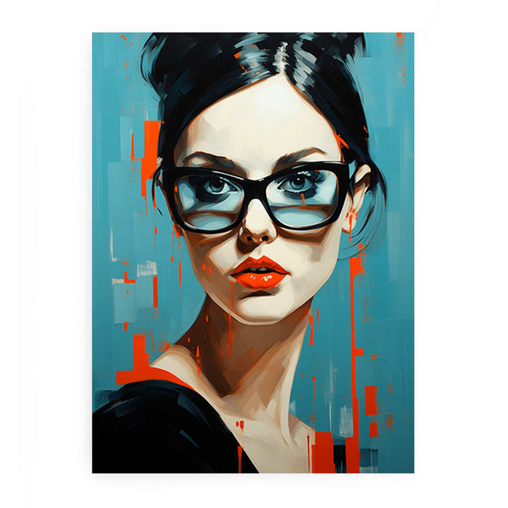 Modern Girl Glasses Art Painting 