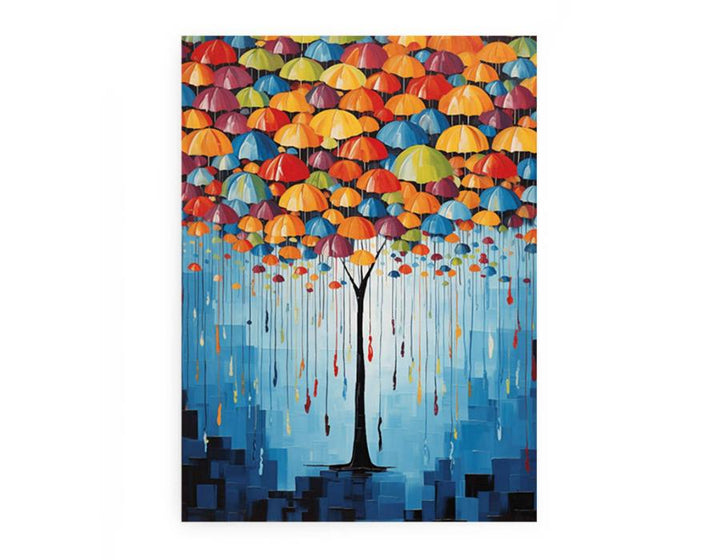 Umbrella FurnitureTree Modern Art  Painting 