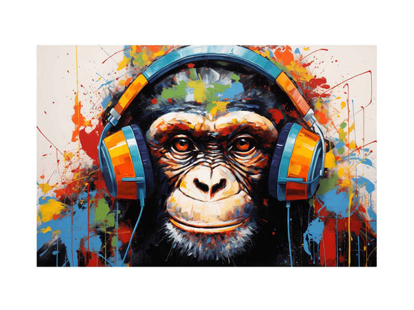 Modern Art Monkey Head Phone Painting 