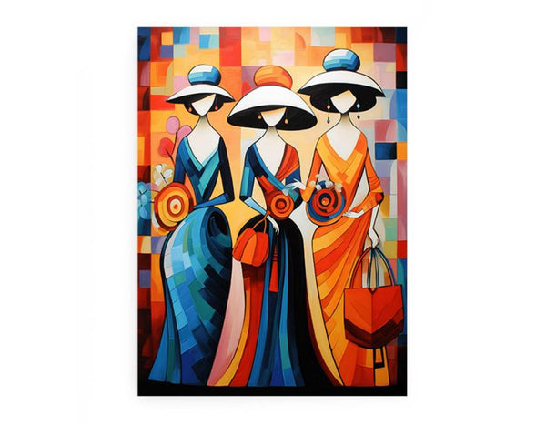 Three Lady With Purse Modern Art  Painting 