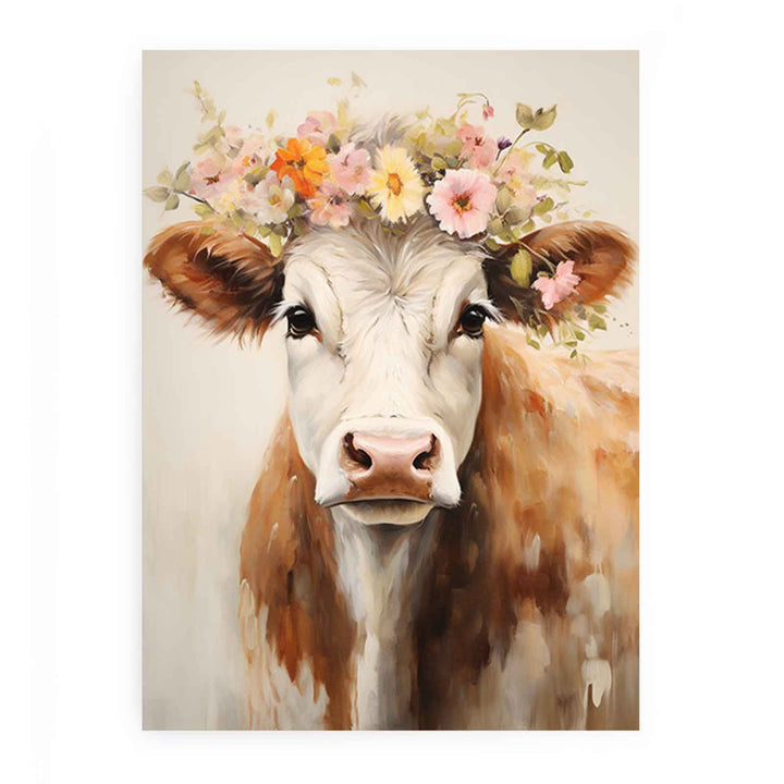 Modern Art Painting Brown Cow 