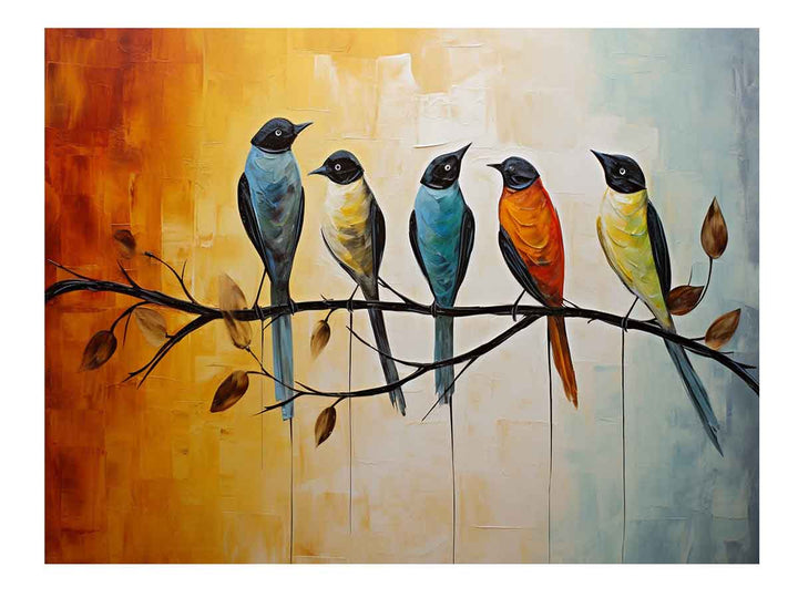 Modern Red Yellow Bird Art Painting