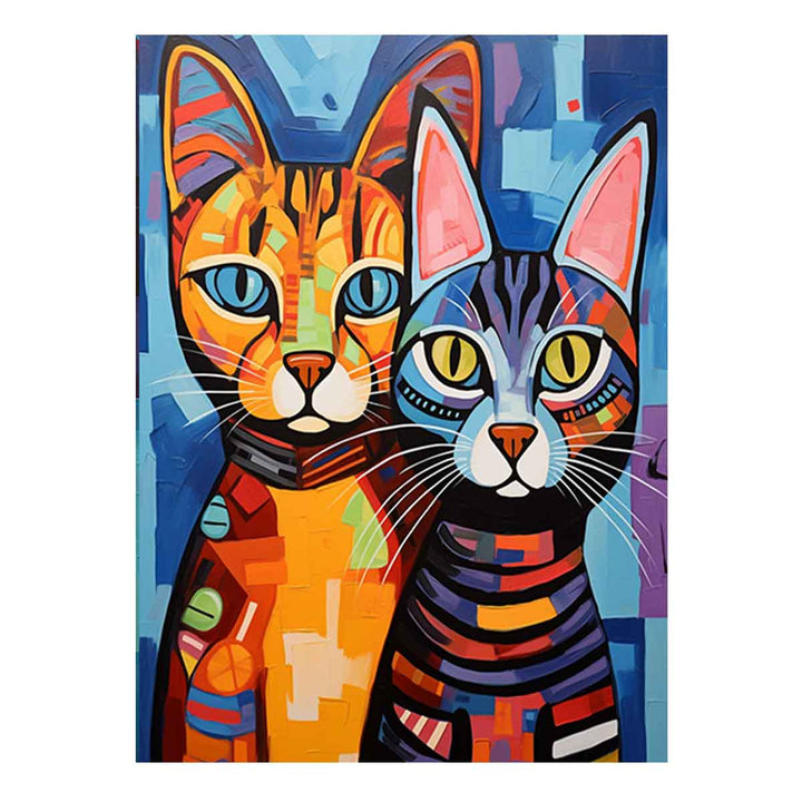 Two Cat Modern Art Painting