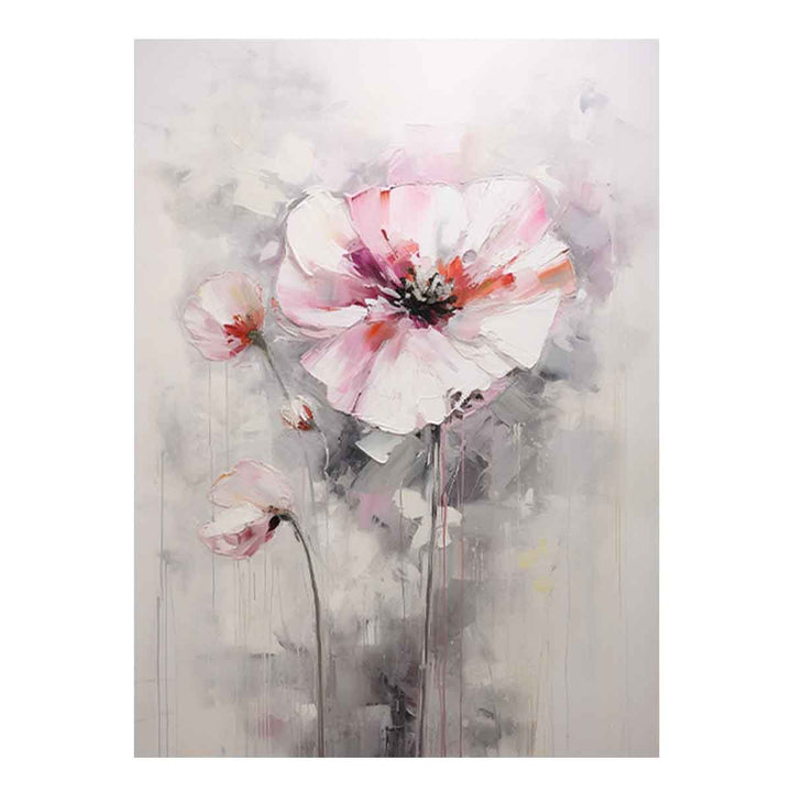 Flower Art Painting White Pink 