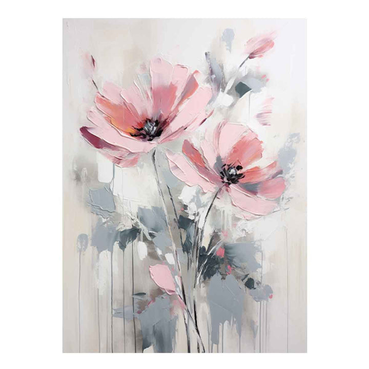Flower Grey Pink Art Painting 