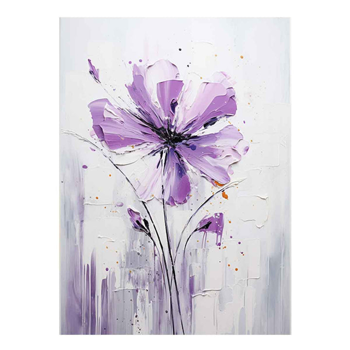 Flower Art White Purple Painting 