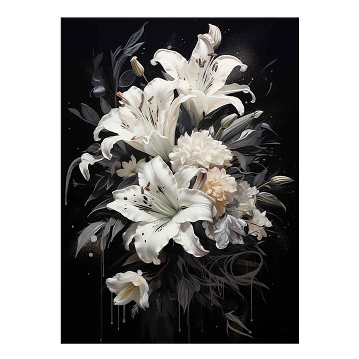 Flower White Black Art Painting 