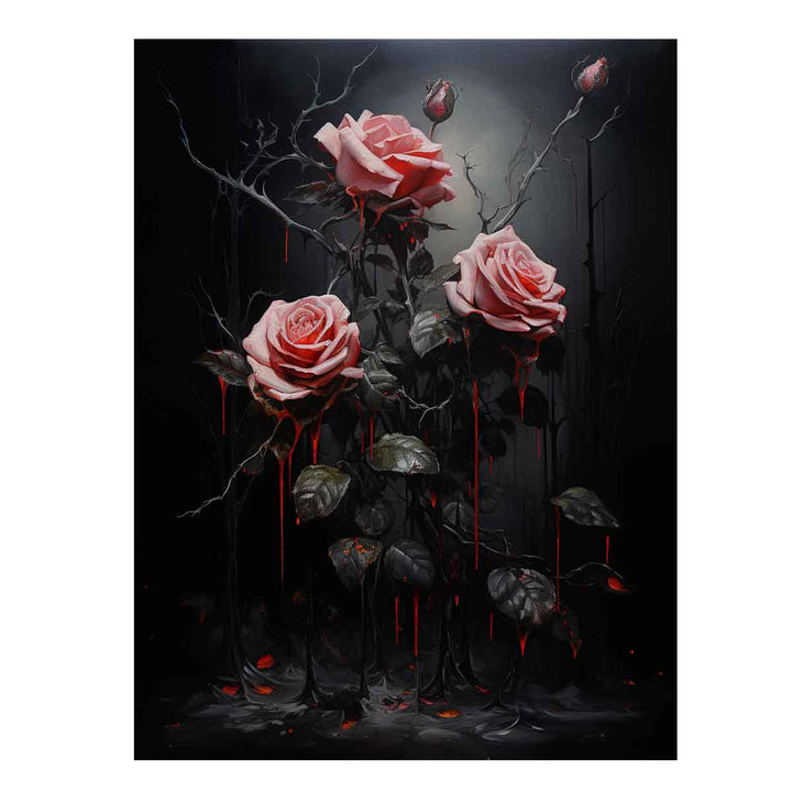 Flower Art Black Painting 
