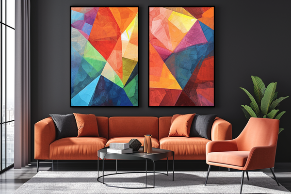 2 Panel Geometric Circle Art Painting